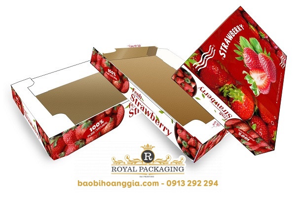 in hộp giấy đựng dâu tây
