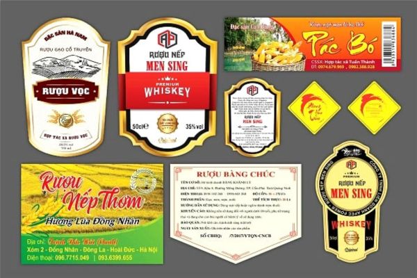 Các loại tem nhãn dán trên một chai rượu